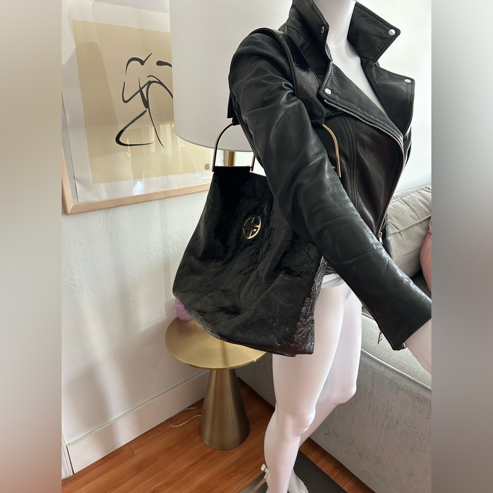 VTG Leather Black Genuine Leather  Shoulder Bag - Picture 3 of 13